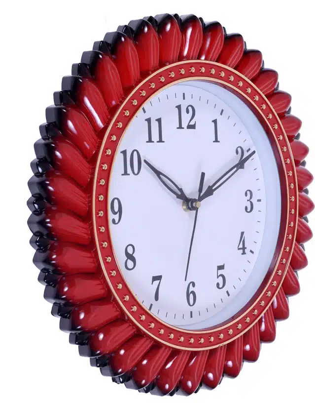 Round Shaped Wall Clock (Red, 28 cm)