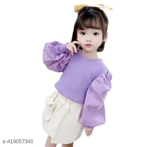 Cotton Solid Top for Girls (Purple, 4-5 Years)