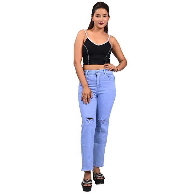 Denim Mid Rise Jeans for Women (Ice Blue, 28)