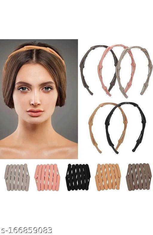 Plastic Hair Band for Women (Multicolor, Pack of 6)