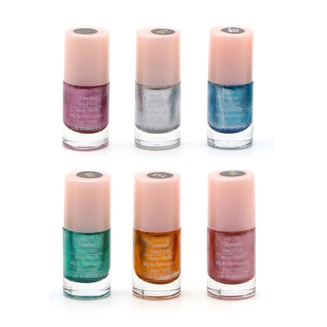 Nail Paint Shine/Metallic Finish Multipack Form Festive Edition (Pack Of 6), (7 ml Each)