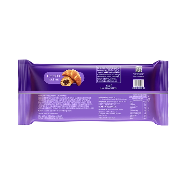 Britannia Treat Croissant Cocoa Share Pack, 225g (45g x 5)