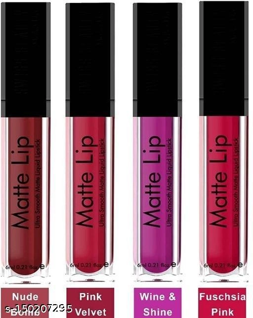 Liquid Lipstick for Women (Multicolor, Pack of 4)