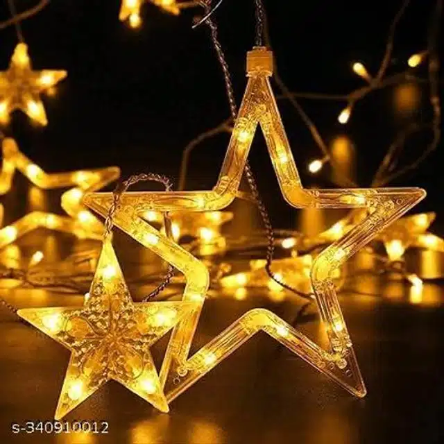 Plastic 12 Pcs Stars LED Curtain String Light (Multicolor, 8 Feet)