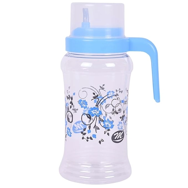 Plastic Oil Dispenser Bottle with Measuring Cup (Blue, 1000 ml)