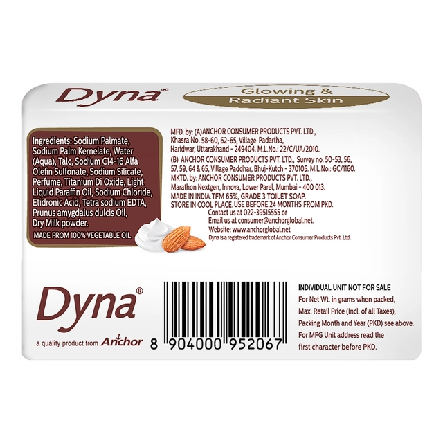 Dyna Milk Cream & Almond Oil 4X41 g (Pack of 4)