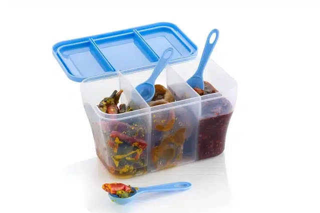 Multipurpose Plastic 3 In 1 Masala Box For Kitchen 1100 ml With 3 Spoons