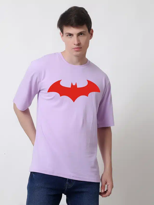 Half Sleeves Printed T-Shirt for Men (Purple, L)