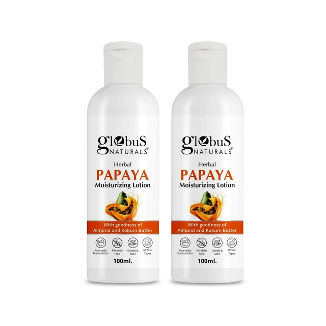 Globus Naturals Herbal Papaya Moisturizing Body Lotion (100 ml, Pack of 2)