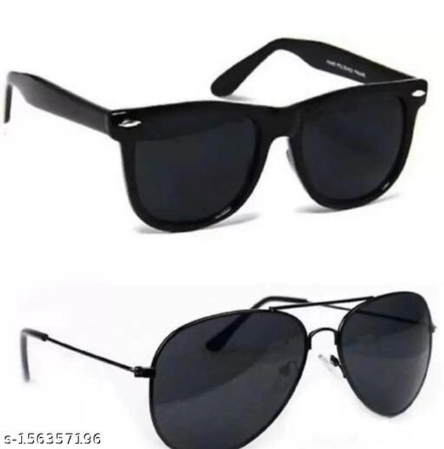 UV Protected Sunglasses for Men & Women (Black, Pack of 2)