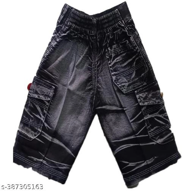 Denim Capris for Boys (Grey & Black, 18-24 Months)