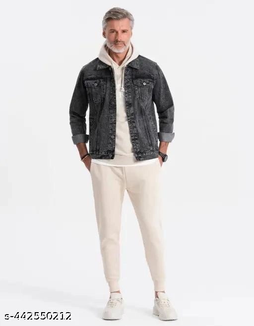 Denim Jacket for Men (Grey, M)