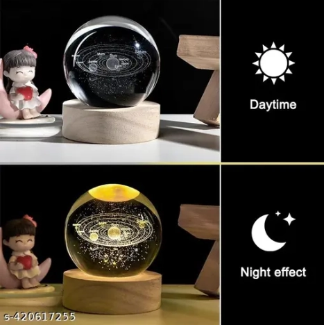 3D Galaxy Crystal Ball Night Light (Gold)