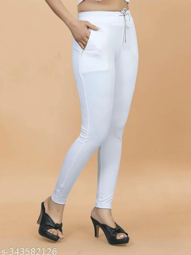 Lycra Jeggings for Women (White, 38)