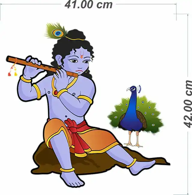 गॉड & गोड्स कृष्णा जी 349 वॉल स्टीकर (40 x 60 x 0.1 Cm)