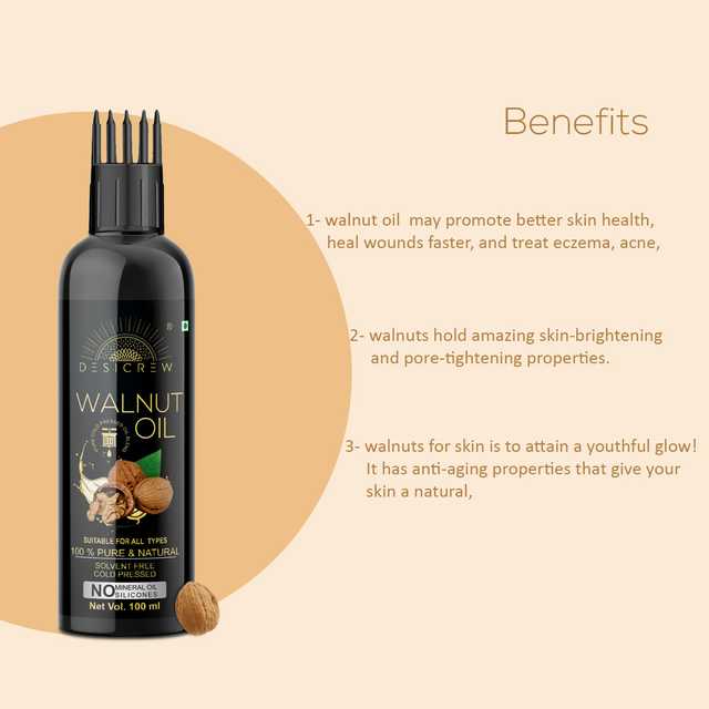 Desi Crew Cold Pressed Walnut Oil For Hair And Skin (Pack Of 1, 100 ml) (KGE-97)