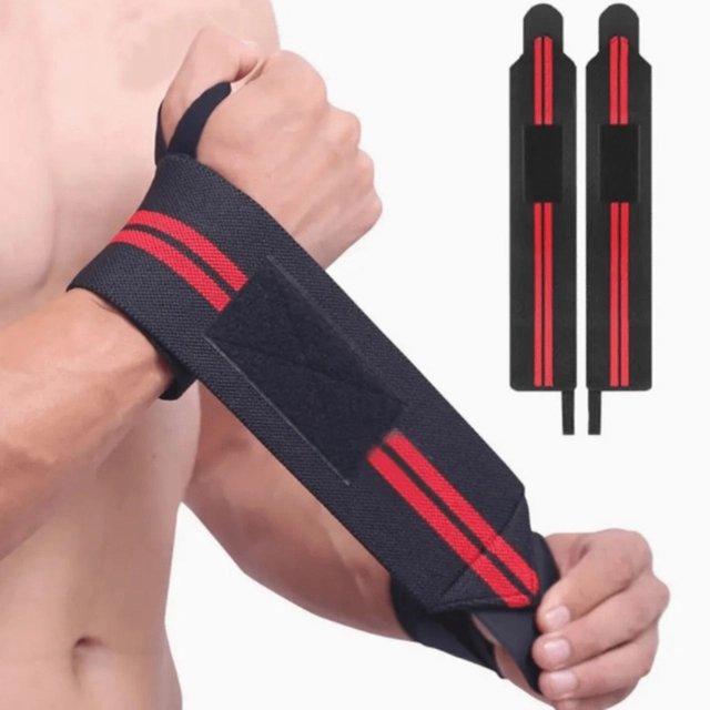 Adjustable Strap Wrist Band for Men & Women (Black & Red, Set of 1)