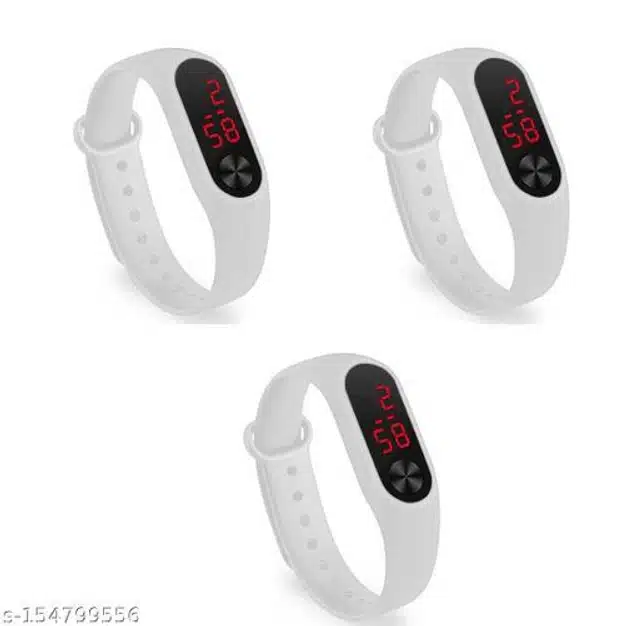 Digital Watch for Kids (White, Pack of 3)