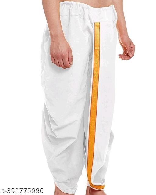 Silk Lace Dhoti for Boys (3-4 Years, White)