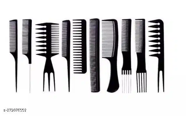 Plastic Hair Combs (Black, Pack of 10)