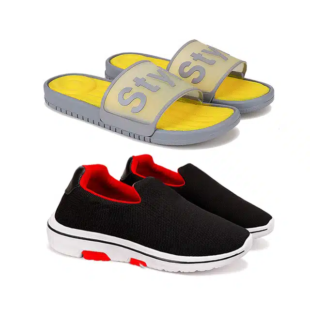 Combo of Flip Flops & Sneakers for Men (Pack of 2) (Multicolour, 10)