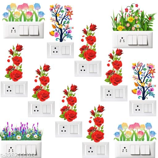 PVC Switch Board Stickers (Multicolor, 32x48 cm) (Pack of 12)