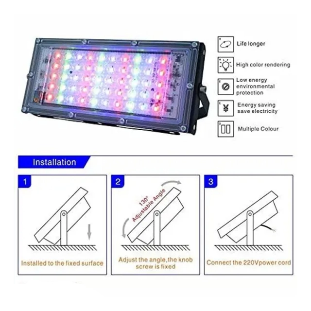 Waterproof Remote Control 7 Modes LED Wall Light (Multicolor, 50 W)