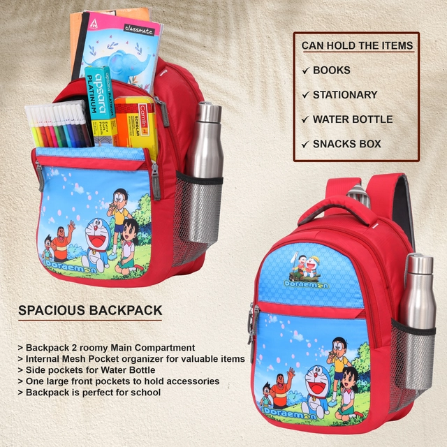 Polyester Backpack for Kids (Red, 25 L)