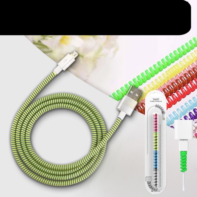 Combo of Silicone 1.5 m Wire Protector with 4 Pcs Twist Cable Protectors (Multicolor, Set of 5)