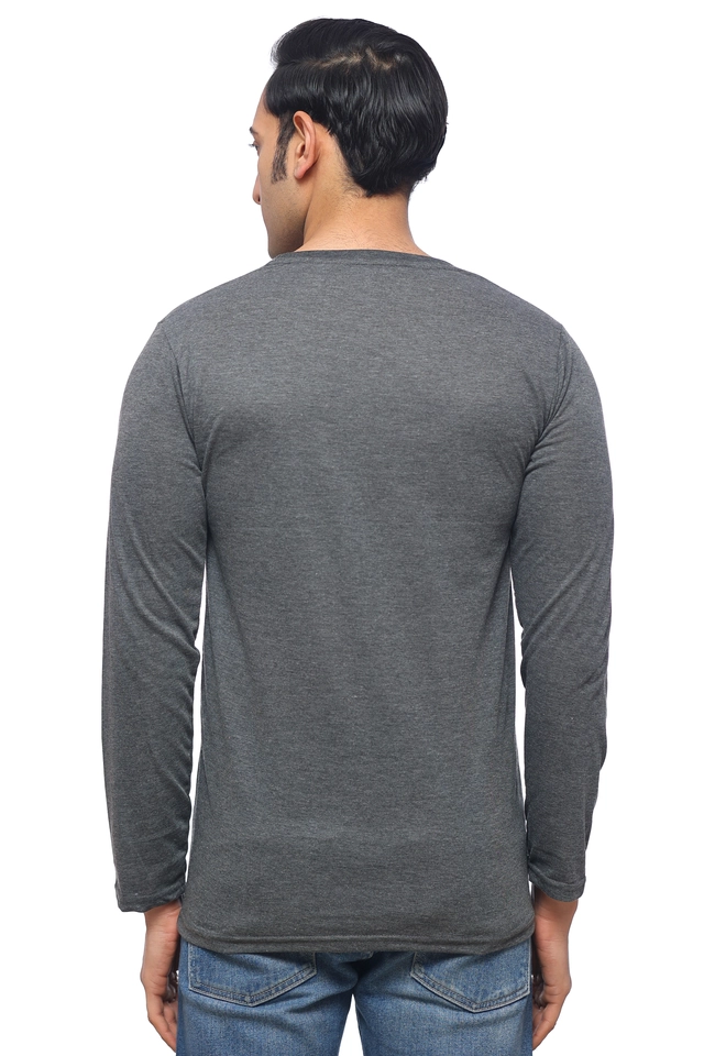 Round Neck Printed T-Shirt for Men (Grey, M)