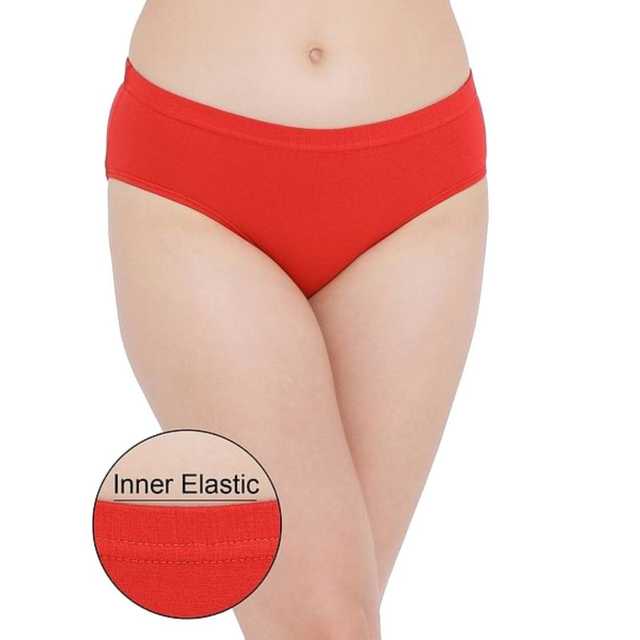 Medium Rise Full Coverage Cotton Blend Hipster Panty (Red, M) (PV-21)