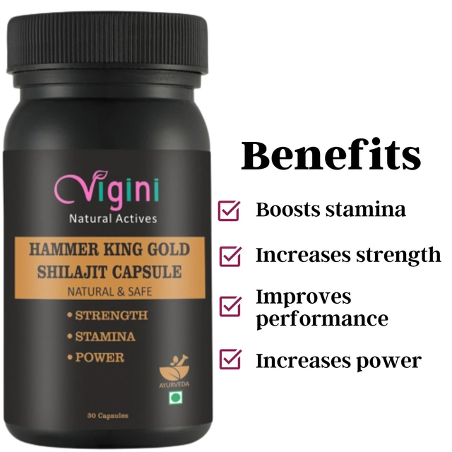 Vigini Hammer King Intimate Wash for Men (100 ml) with Shilajit Gold Power Booster 30 Pcs Capsule for Men (Set of 2)