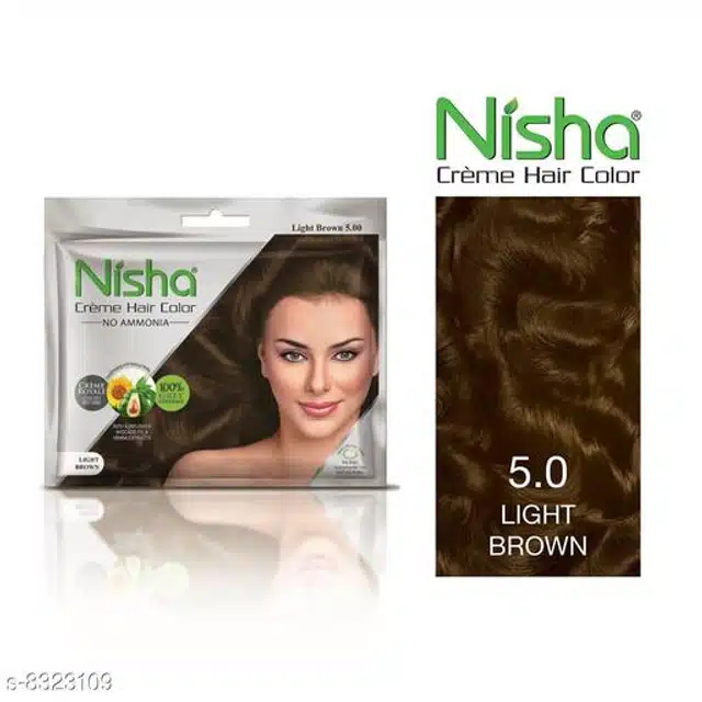 Nisha Cream Hair Color (Light Brown, 40 g) (Pack of 6)