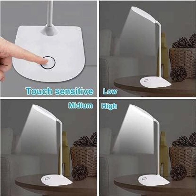 Plastic Rechargeable Study Desk Lamp (White)