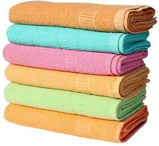 Cotton High Absorbent Antibacterial Hand Towels (Pack of 6) (Multicolor, 12x18 inches)