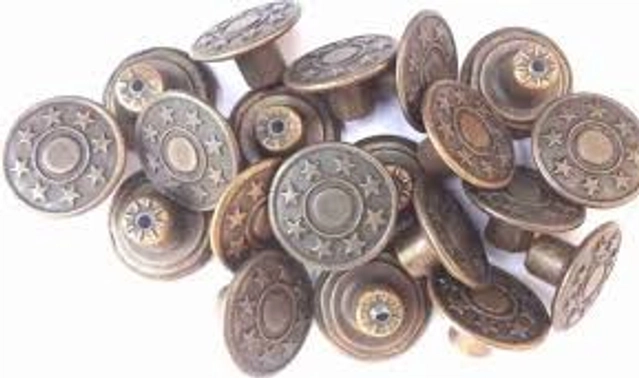 Alloy Jeans Button (Brown, Pack of 20)