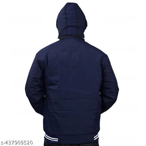 Polyester Jacket for Men (Navy Blue, M)