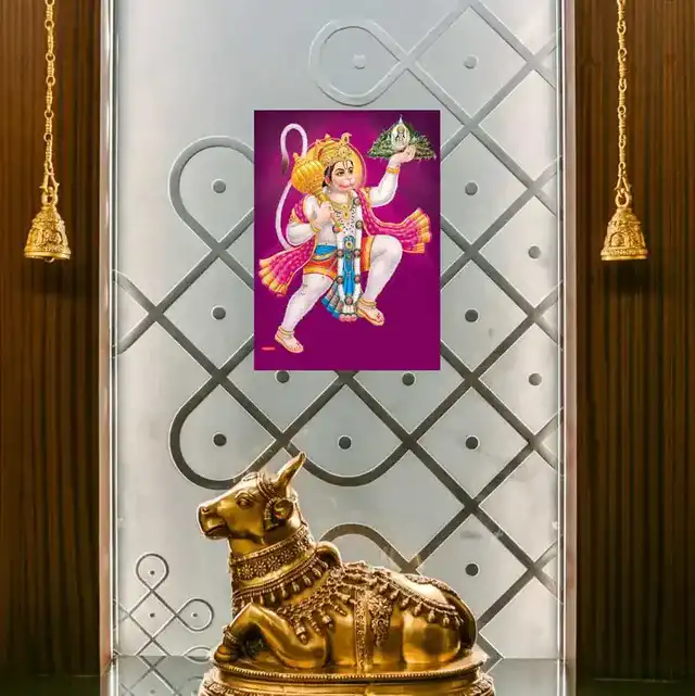 गॉड & गोड्स पहाड़ हनुमान क्रिस्टल 20 वॉल स्टीकर (40 x 60 x 0.1 Cm)