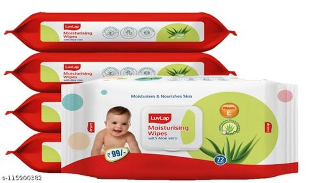 LuvLap (72 Pcs) Moisturising Baby Wipes (Pack of 5)