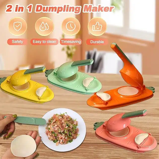 Plastic 2 in 1 Dumpling Maker Machine (Multicolor)