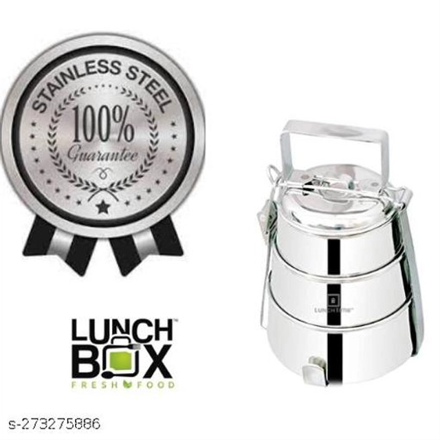 Stainless Steel 3 Layer Lunch Box (Silver)