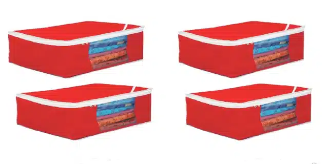 Storage Bags for Clothes (Red, Pack of 4)