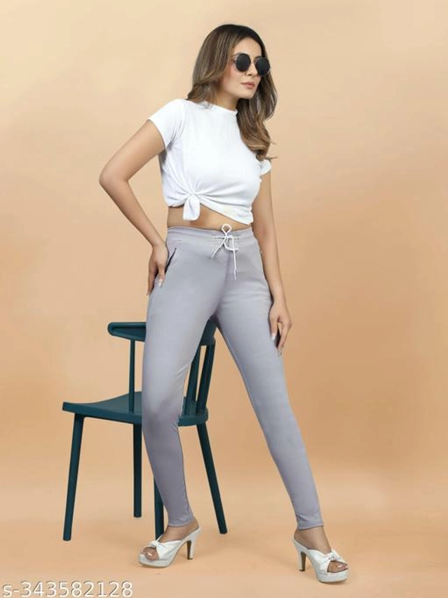 Lycra Jeggings for Women (Grey, 38)