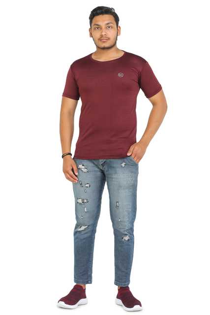 Fosty Men's Cotton Stylish T-Shirts (Maroon, XXL) (ADE-292)