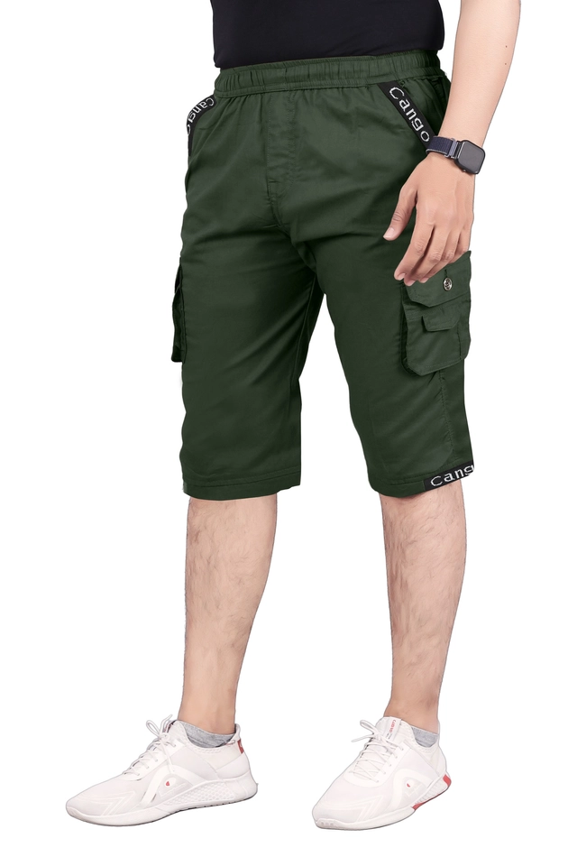 Cotton Striped Capri for Men (Green, 28)