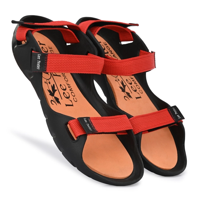 Sandals for Men (Red & Black, 6)