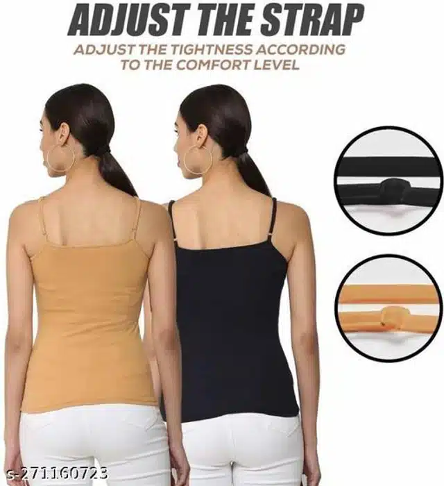 Camisoles for Women (Tan & Black, S) (Pack of 2)