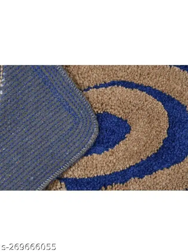 Rectangular Handmade Rug (Blue & Tan, 60x40 cm)