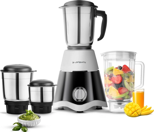 LONGWAY Super Dlx Juicer Mixer Grinder ( 750 W, 4 Jars, Black & Gray)