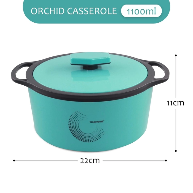 Trueware Orchid Inner Steel BPA Free PU Insulated Thermoware Casserole  (1100 ml) Green